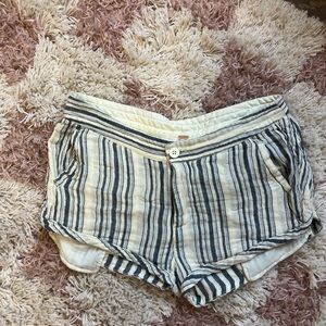 Free People Y2K  Striped Shorts - Cream and Blue
